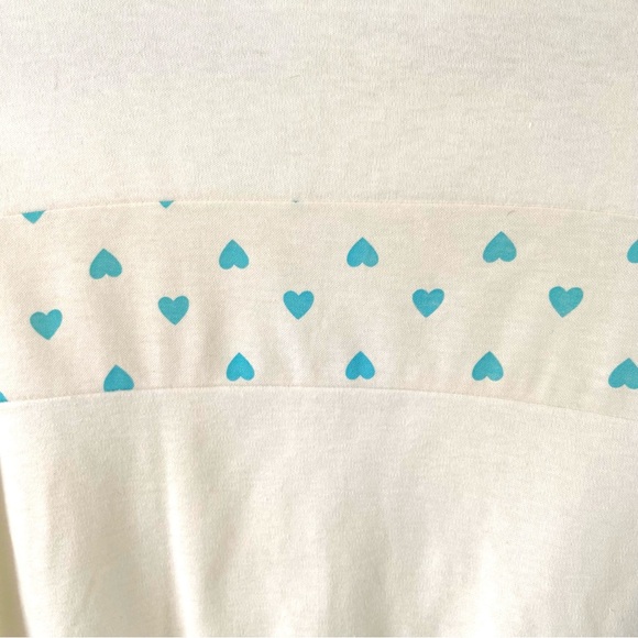 Vintage 90s white collar sleeveless blouse blue hearts cute kawaii small - Picture 4 of 6